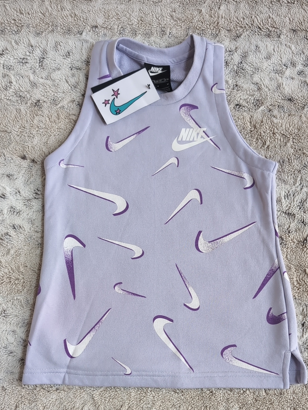 Nike Girls' Soft French Terry Swoosh Printed Tank